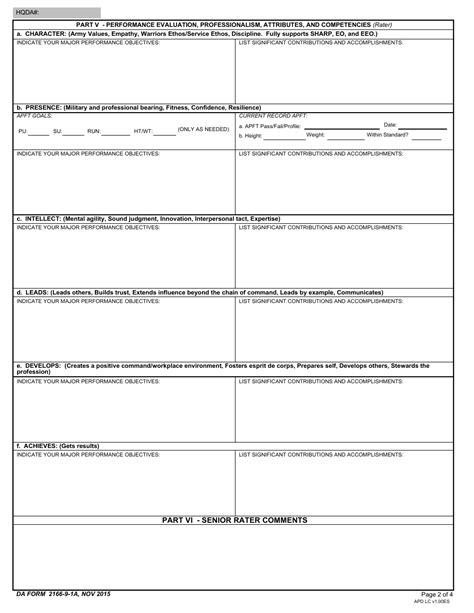 Da Form 2166 9 1a Fill Out Sign Online And Download Fillable Pdf