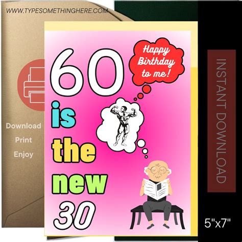 60th Birthday Cards Funny Printable Happy Birthday Cards For Etsy