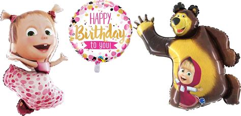 Buy Theme By Masha And The Bear Colorful Balloons Set For Birthday Happy Birthday And Party