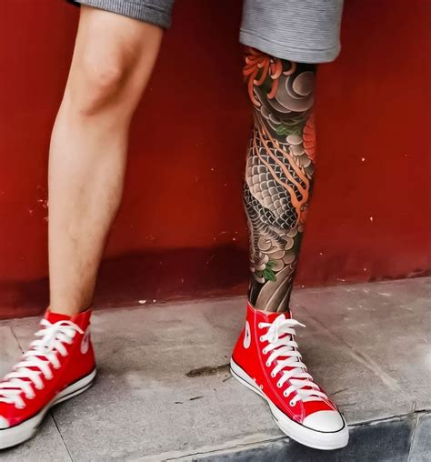 Japanese Ink On Instagram Super Cool Japanese Leg Sleeve Tattoo By