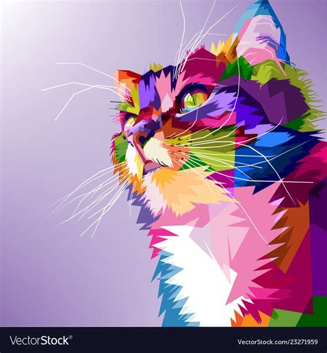 Cat Cute Pop Art Colorful Royalty Free Vector Image Ad Pop Art Cat Cute Ad Arte