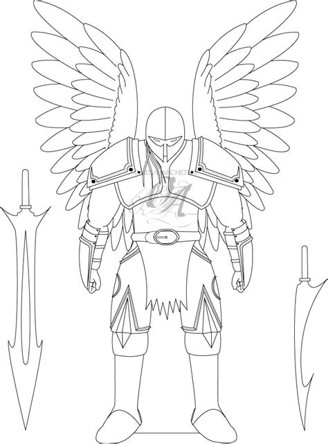 Angel Knight Lineart Ver 1 By Omegaarchetype On Deviantart