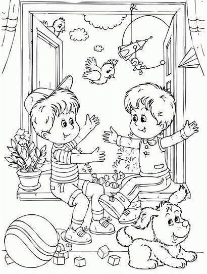 Coloring Pages Friends Children Friendship Middle Colouring