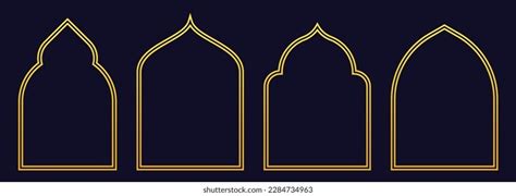 Islamic Masjid Arch Shapes Mosque Dome Stock Vector Royalty Free