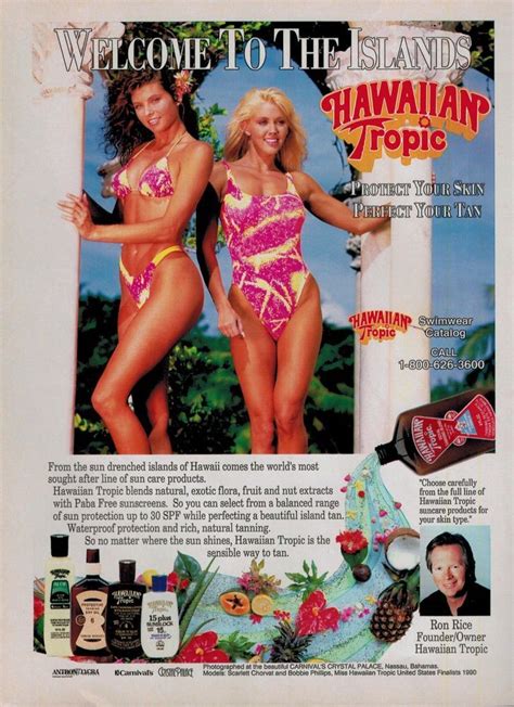 1991 Hawaiian Tropic Swimsuit Scarlett Chorvat Bikini Magazine Print Ad Ebay