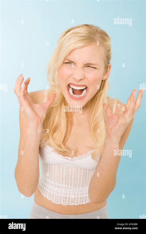 Young Woman Yelling Portrait Stock Photo Alamy