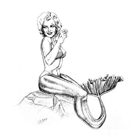 Trying out a few new things with this sketch. Drawing of Marilyn Monroe as a Mermaid by S. Fairbanks ...