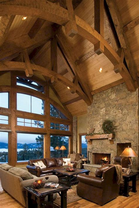 Superb Cozy And Rustic Cabin Style Living Rooms Ideas No