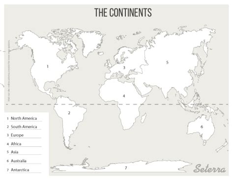 World Continents Printables Map Quiz Game