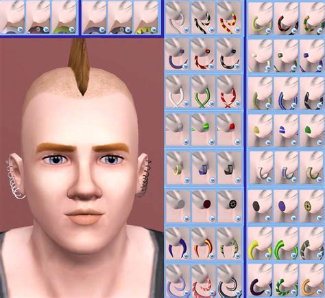 Mod The Sims Piercings 11 Items Set Semi Layerable