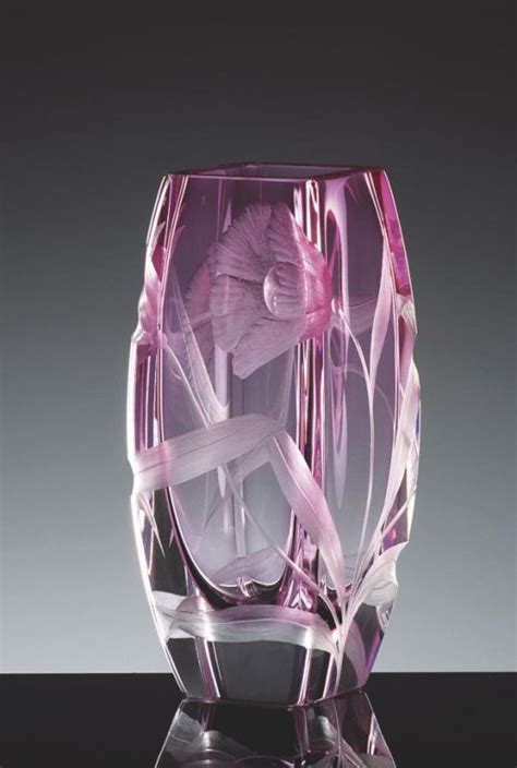 Moser Hand Cut And Engraved Underlay Vase Blossom 2794 Rose 1899 1900 Crystal Glassware