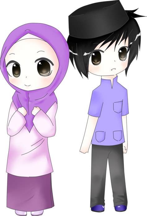 Gambar Kartun Pria Dan Wanita Muslimah Anime Muslim Png Muslim Dan