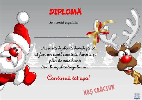 Diplome de la Moș Crăciun cu mesaje pentru copiii cuminți Christmas special Novelty christmas