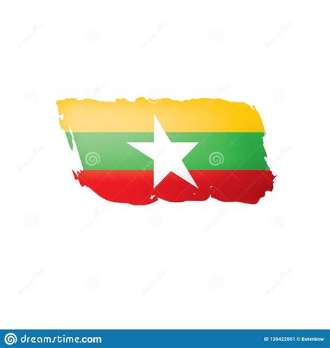 Myanmar Flag, Vector Illustration On A White Background. Stock Vector ...