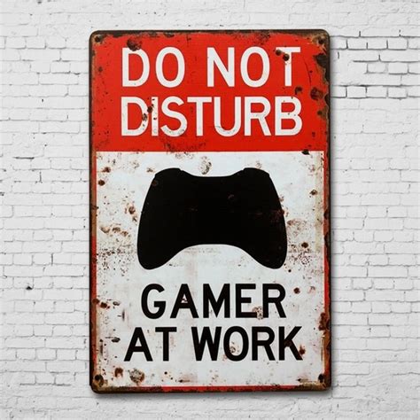 tin sign do not disturb gamer at work metal poster wall art decor rustic plaque bar cafe