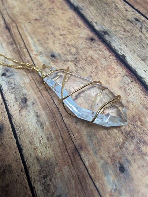 Wire Wrapped Crystal Pendant Necklace Wire Wrapped Jewelry Etsy