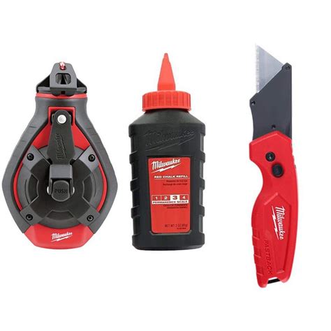 Milwaukee 100 Ft Bold Line Chalk Reel Kit With Red Chalk And Fastback