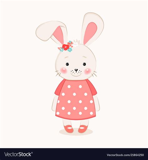 Cute Bunny Girl Cartoon Hand Drawn Royalty Free Vector Image