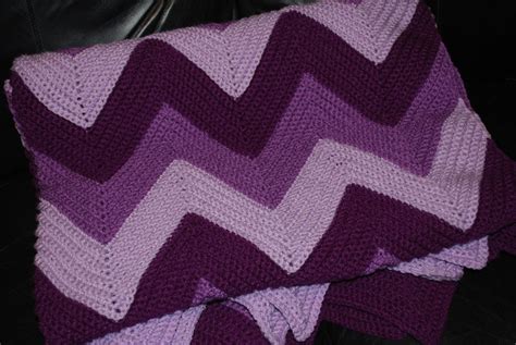 Crocheted Large Ripple Afghan In Purples Etsy