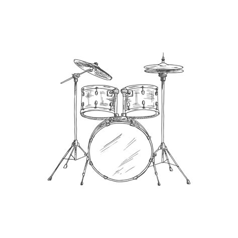 Drum Set Isolated Musical Instrument Sketch Musical Equipment Music