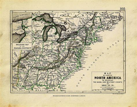 Antique Map North America Events 1812 Etsy