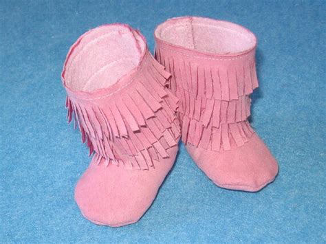 Pink Faux Suede Boots For 18 Inch American Girl Size Doll With