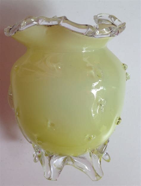 Victorian Yellow Cased Glass Vase With Applied Flower Collectors Weekly