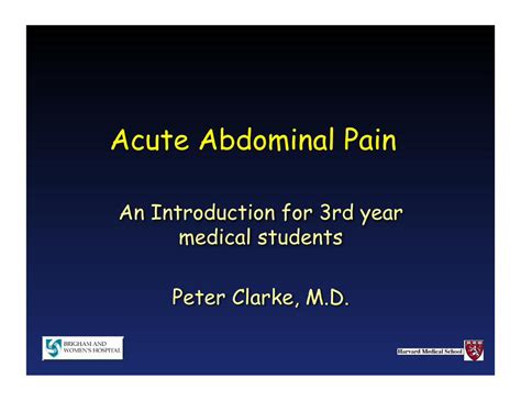 Pdf Acute Abdominal Pain Harvard Universitymycoursesmedharvard