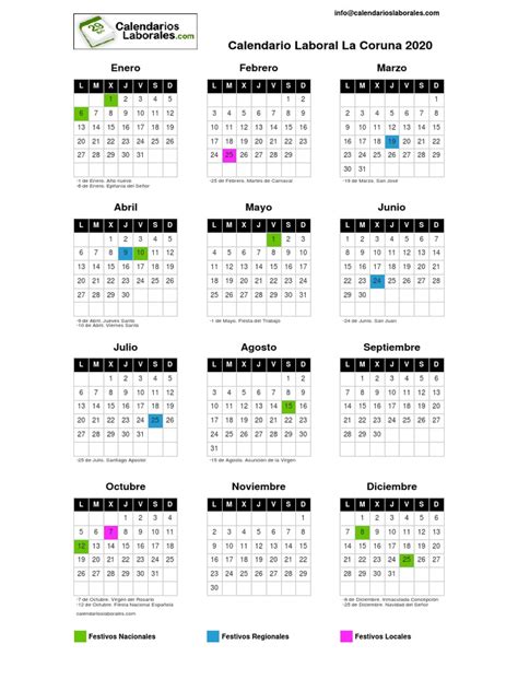 Calendario laboral en la provincia de alicante de 2021. Calendario Laboral a Coruña 2020 | Calendario