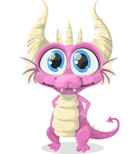 A Cartoon Pink Dragon With Big Eyes