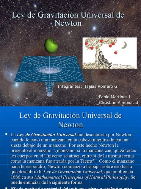 Ley De Gravitación Universal De Newton Ley De Newton De La