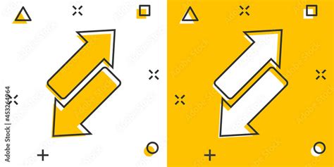 Reverse Arrow Sign Icon In Comic Style Refresh Vector Cartoon