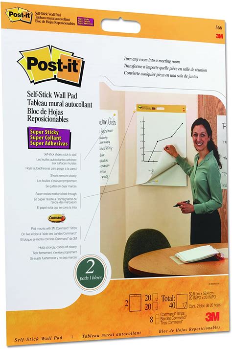 Post It® Super Sticky Wall Pad 566 20 X 23 In 504 X 584cm White Paper 30 Sheetspad 1