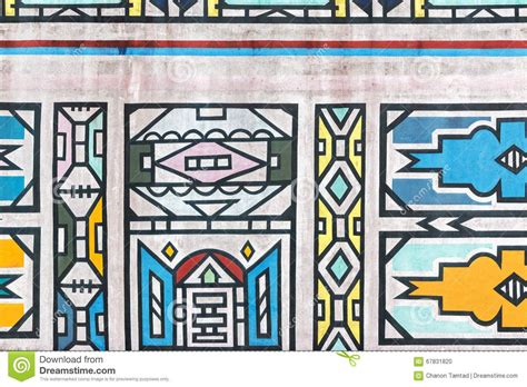 Traditional African Ndebele Patterns On The Wall Stock Photo Image