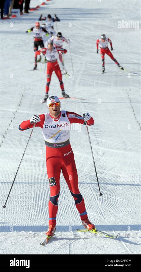 Winner Petter Northug From Norway Is Crosses The Finish Line During The