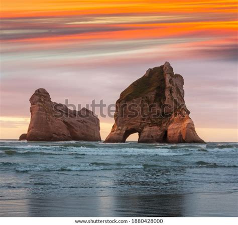 Archway Islands Wharariki Beach Sunset New Stock Photo 1880428000
