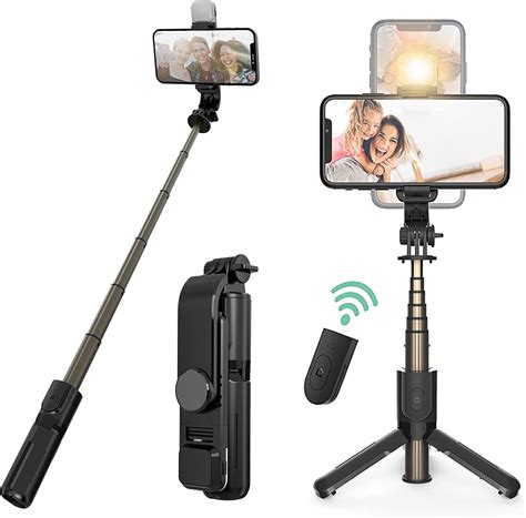 Bluetooth Selfie Stick Stativ Mit Licht Aluminium Ausziehbare Selfie