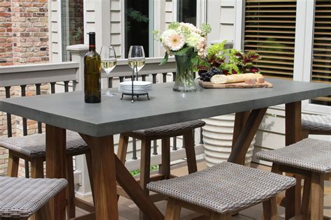 In stone, metal, timber or wicker; Composite Counter Height Dining Table with Teak Base