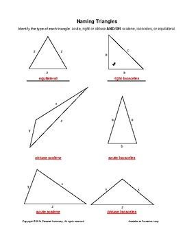 Maybe you would like to learn more about one of these? Naming Triangles: Acute/Right/Obtuse AND/OR Scalene ...