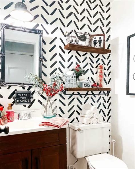 Black And White Small Bathroom Ideas With A Pop Of Red Soul And Lane