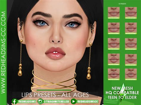 Lips Presets All Ages Redheadsims Cc