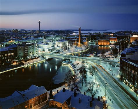 Картинки Финляндия Tampere Province Of Pirkanmaa Зима Мосты Снег