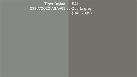 Tiger Drylac 039 70020 ASA 61 Vs RAL Quartz Grey RAL 7039 Side By