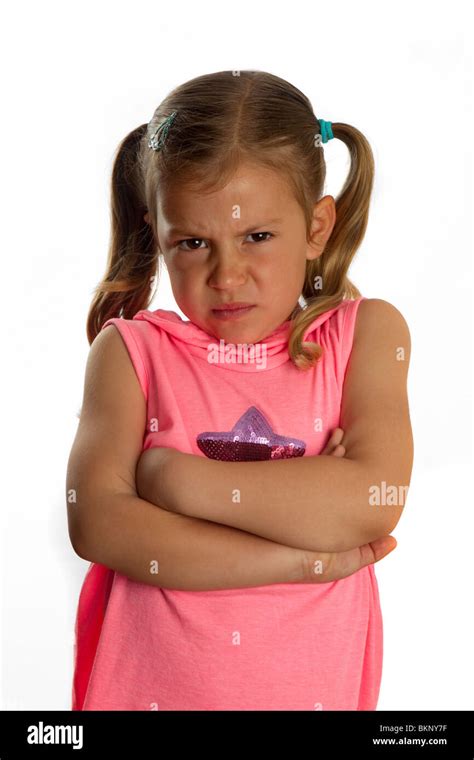 Little Girl With A Grumpy Face Stock Photo Alamy