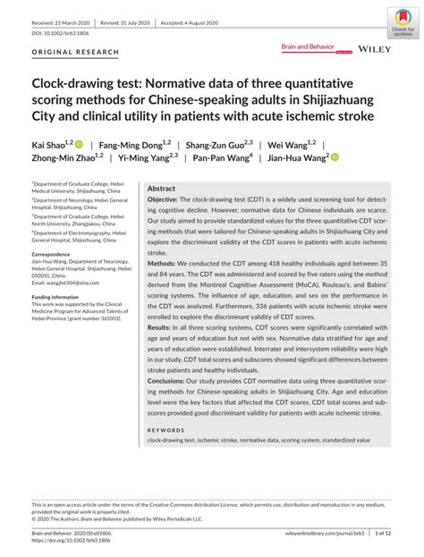 Don't forget to bookmark this page by hitting (ctrl + d), (PDF) Clock-drawing test: Normative data of three quantitative scoring methods for Chinese ...