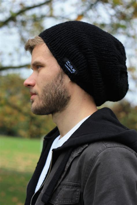 Mens Slouchy Beanie Mens Knitted Hat Mens Slouchy Etsy