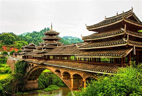 Bridges Chinese Covered Bridge China Arsinoe Library