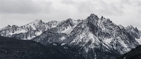 Download Altitude Snow Mountains Nature Black And White Wallpaper