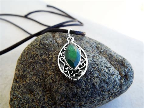 Emerald Pendant Gemstone Silver Necklace Green Handmade Precious Stone