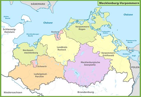 Administrative Divisions Map Of Mecklenburg Vorpommern